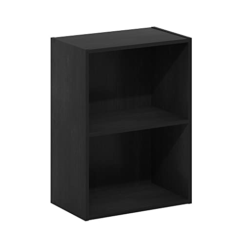 Furinno Luder 2-stufiges Bücherregal mit offenem Regal, Schwarzes Holz von Furinno