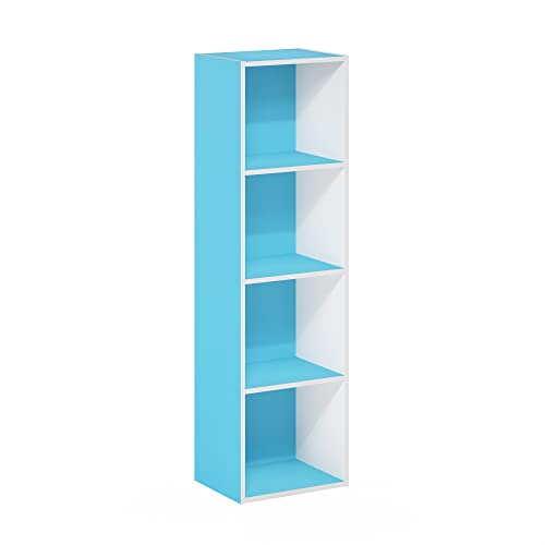 Furinno Pasir 4-stufiges Bücherregal mit offenem Regal, Hellblau/Weiß von Furinno