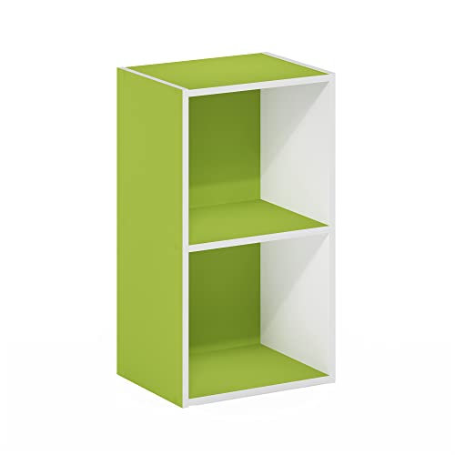 Furinno Pasir 2-stufiges Bücherregal mit offenem Regal, Grün/Weiß von Furinno