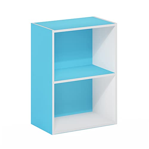 Furinno Luder 2-stufiges Bücherregal mit offenem Regal, Hellblau/Weiß von Furinno