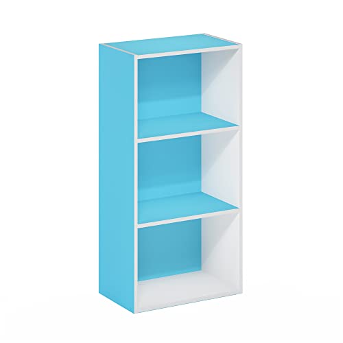 Furinno Luder 3-stufiges Bücherregal mit offenem Regal, Hellblau/Weiß von Furinno