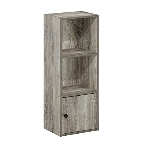 Furinno Luder Bücherregal mit 3 Ebenen und 1 Tür, Holzwerkstoff, Französische Eiche, 3-Tier von Furinno