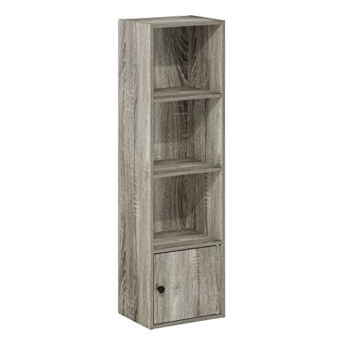 Furinno Luder Bücherregal mit 4 Ablagen und 1 Tür, Französische Eiche, 4-Tier von Furinno