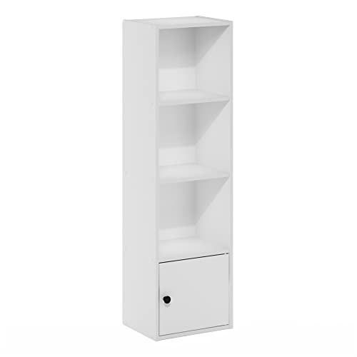 Furinno Luder Bücherregal mit 4 Ablagen und 1 Tür, weiß, 4-Tier von Furinno