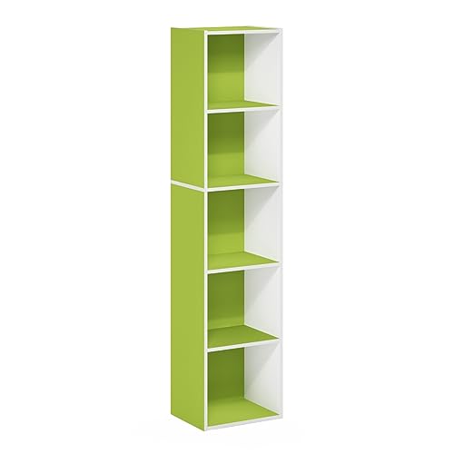 Furinno Pasir 5-stufiges Bücherregal mit offenem Regal, Grün/Weiß von Furinno