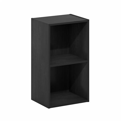 Furinno Pasir 2-stufiges Bücherregal mit offenem Regal, Schwarzes Holz von Furinno