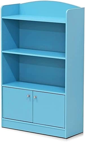 Furinno Magazin/Bücherregal mit Spielzeugschrank für Kinder, Hellblau, 24 x 24 x 97.99 cm von Furinno