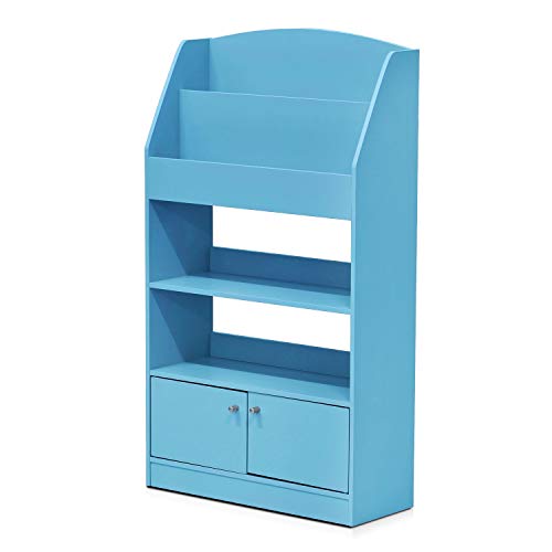 Furinno Magazin/Bücherregal mit Spielzeugschrank für Kinder, holz, Hellblau, 24 x 24 x 110.01 cm von Furinno