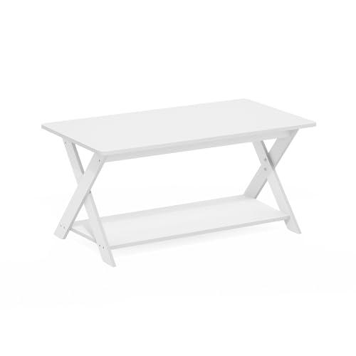Furinno Modern Schlichter Couchtisch mit gekreuzten Beinen, Weiß von Furinno