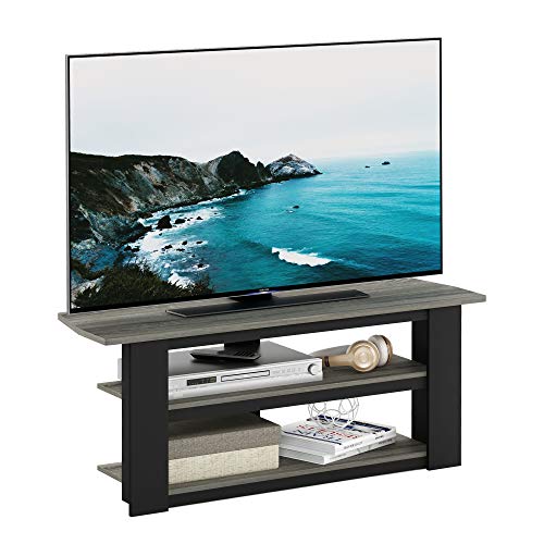 Furinno Parsons TV-Unterhaltungszentrum mit 3 Ebenen, holz, Eiche Grau/Schwarz, 34.04 x 34.04 x 41.91 cm von Furinno
