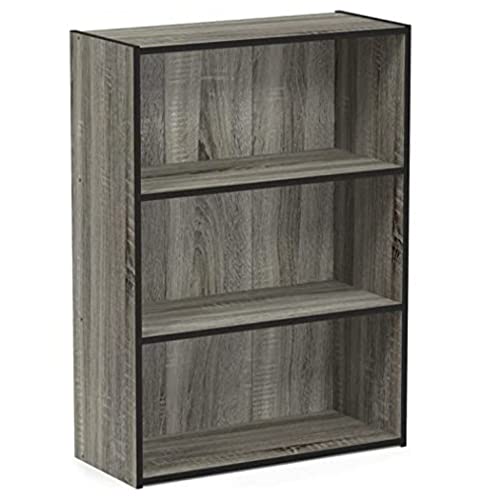 Furinno Pasir 3-Stufe offenes Regal, Bücherregale, Französisches Eichengrau, 57.7 (Breite) x 80 (Höhe) x 24.1 (Tiefe) cm von Furinno