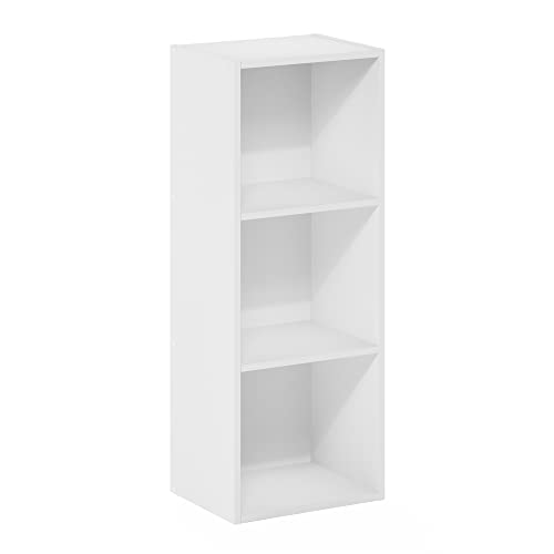 Furinno Pasir 3-stufiges Bücherregal mit offenem Regal ohne Werkzeugmontage, Weiß von Furinno