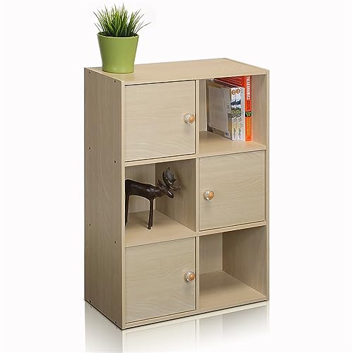 Furinno Pasir Bücherregal mit 3 Türen und rundem Griff, holz, Dampfbuche, 23.88 x 59.94 x 80 cm von Furinno