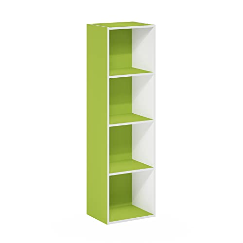 Furinno Pasir 4-stufiges Bücherregal mit offenem Regal, Grün/Weiß von Furinno