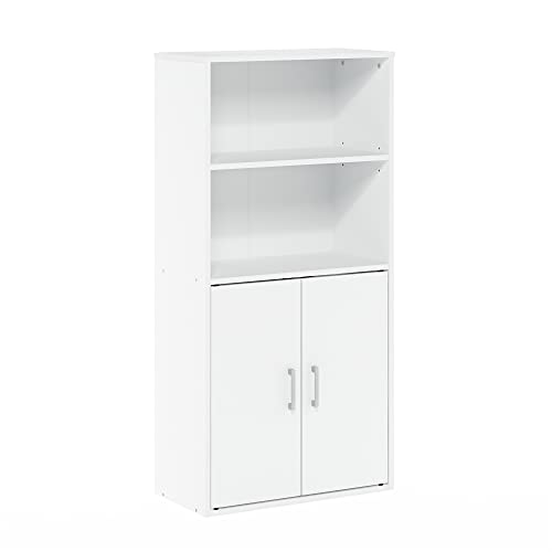 Furinno Pasir Schrank mit 2 offenen Einlegeböden und 2 Türen, Holzwerkstoff, Weiß, 59.9(W) x 121.4(H) x 30(D) cm von Furinno