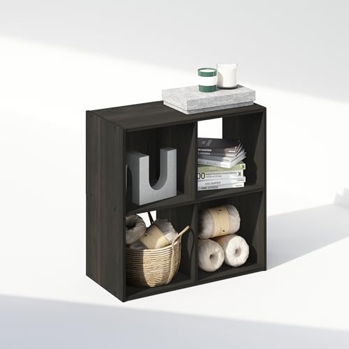 Furinno Pelli Cubic Aufbewahrungsschrank, Bücherregal, Bücherwand, 4 Würfel, Holzwerkstoff, Espresso von Furinno