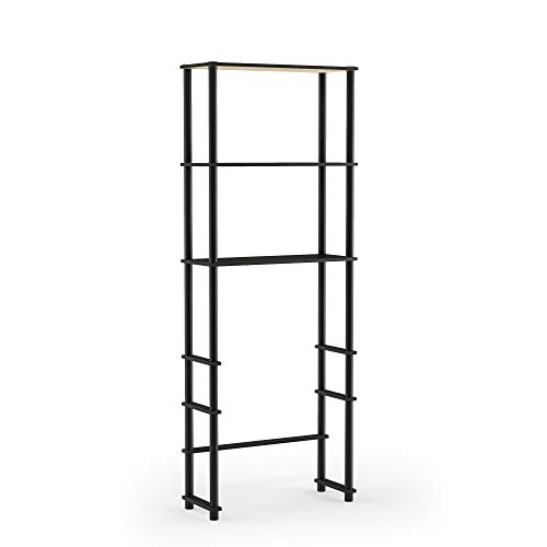 Furinno Platzsparender WC-Schrank mit 2 Ablageflächen, Espresso/Schwarz, 22.9 x 59.9 x 164 cm von Furinno