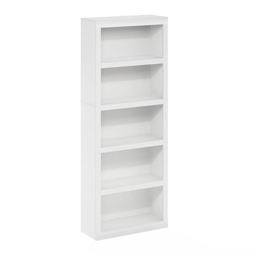 Furinno Rail 5-stufiges Bücherregal mit offenem Regal, Weiß von Furinno