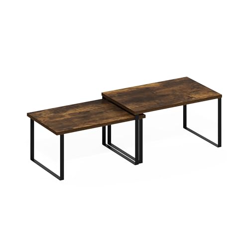 Furinno Ravel Mehrzweck erweiterbare, stapelbare Küchenarbeitsplattenregale, 2er-Set, Amber Pine/Schwarz von Furinno