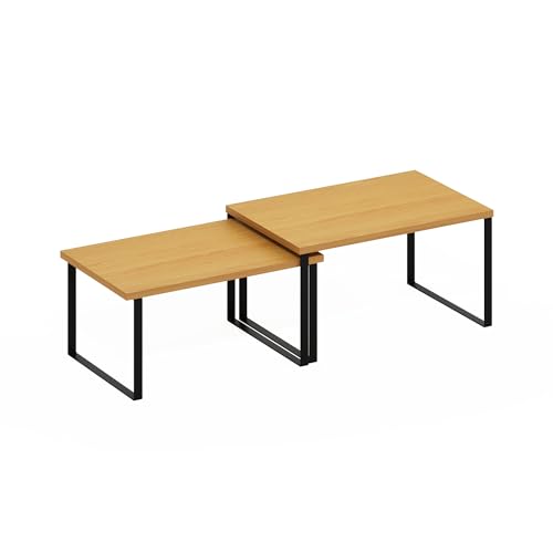 Furinno Ravel Mehrzweck erweiterbare, stapelbare Küchenarbeitsplattenregale, 2er-Set, Buche/Schwarz von Furinno