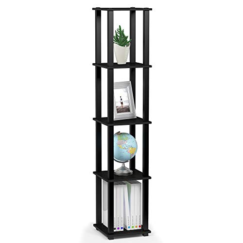 Furinno Regal mit 5 Ebenen, Holz, Americano/Schwarz, 29.46 x 29.46 x 146.56 cm, Vierkantrohr Furinno Regal mit 5 Ebenen, Holz, Americano/Schwarz, 29.46 x 29.46 x 146.56 cm, Vierkantrohr von Furinno