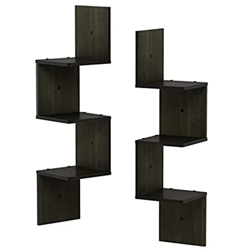 Furinno Rossi 3-stufiges Wandregal-Set , holz, Espresso, 19.81 x 19.81 x 82.55 cm von Furinno