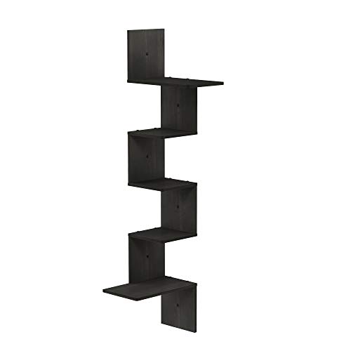 Furinno Rossi Modernes schwebendes Wand-Eckregal mit 5 Ebenen, Espresso Furinno Rossi Modernes schwebendes Wand-Eckregal mit 5 Ebenen, Espresso von Furinno
