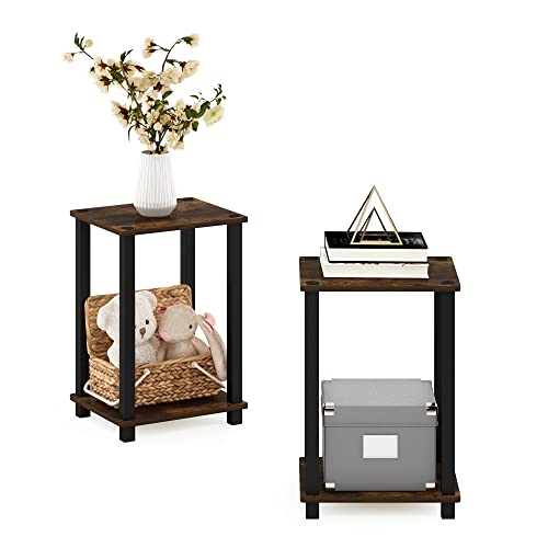 Furinno Simplistic Klein Beistelltisch, 2er-Set, Bernsteinkiefer/Schwarz von Furinno