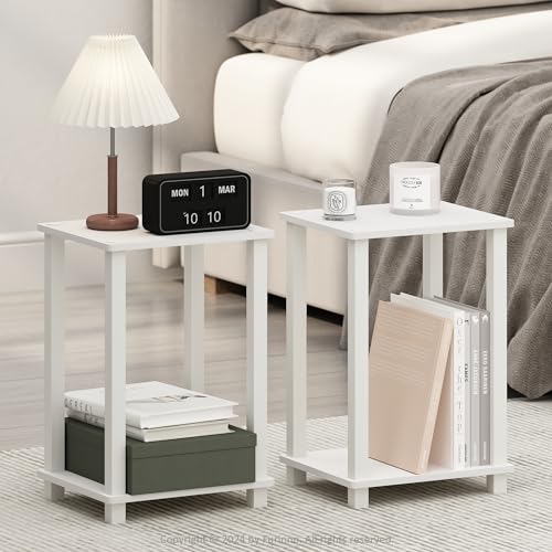 Furinno Simplistic Kompakter Nachttisch, Nachttisch, Weiß/Weiß, 2er-Set Furinno Simplistic Kompakter Nachttisch, Nachttisch, Weiß/Weiß, 2er-Set von Furinno