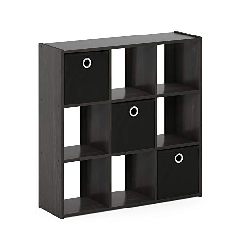 Furinno Simplistic Organizer/Regal mit 9 Fächern und 3 Einschüben, holz, Espresso/Schwarz, 20.07 x 67.82 x 67.31 cm von Furinno