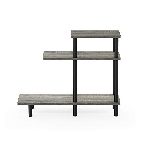 Furinno Sofa Beistelltisch mit 3 Ebenen, Holz, Französische Eiche Grau/Schwarz, 29.49 x 80 x 65.1 cm von Furinno