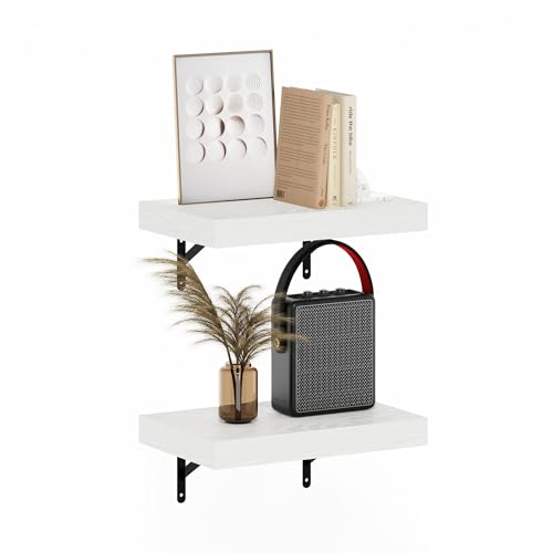 Furinno Tanna 37 cm schwebende Ausstellungsregale zur Wandmontage, Weiße Textur, 2er-Set von Furinno