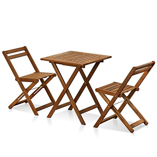 Furinno Tioman Outdoor Bistro Set bestehend aus 2 Stühlen und 1 Tisch in Teaköl, Hartholz, Natur, 59.9 x 59.9 x 73.9 cm von Furinno