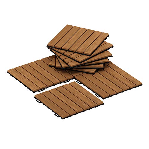 Furinno Tioman Outdoor Bodenbelag Holzfliesen Interlock 10PC / CTN, natur, 30,51 x 30,51 x 2 cm von Furinno