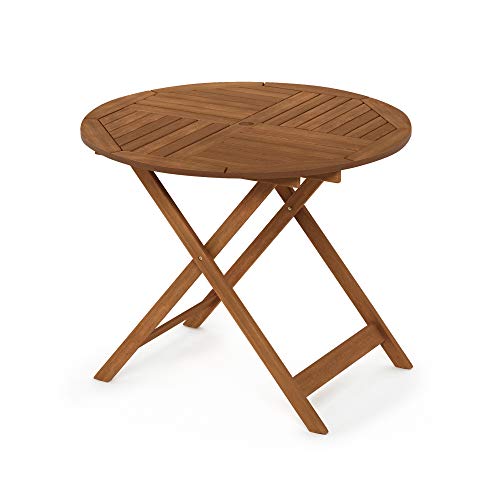 Furinno Tioman Outdoor Klapptisch mit Sonnenschirmloch, Natur, 88,9 x 88,9 x 71,88 cm von Furinno