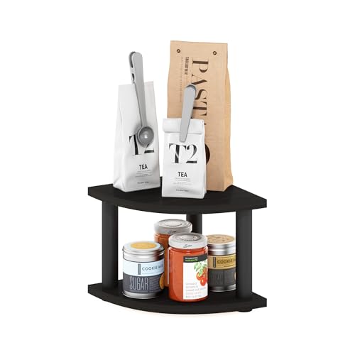 Furinno Turn-N-Tube 2-stufiges Eck-Organizer-Regal für die Arbeitsplatte, Espresso/Schwarz von Furinno