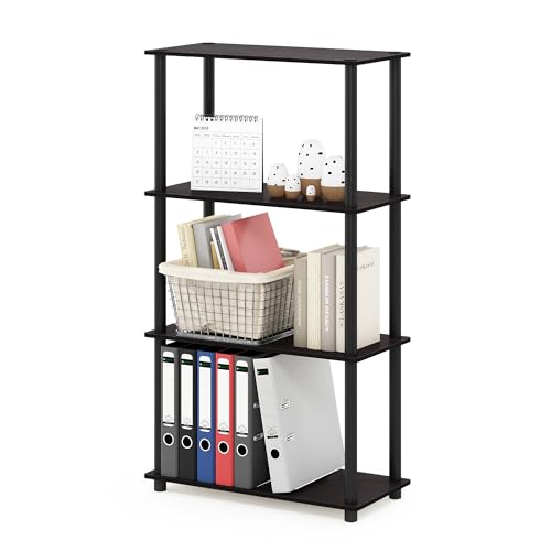 Furinno Turn-N-Tube 4-Stufe Mehrzweck-Regal, Dunkle Walnuss, 59.9 (Breite) x 109.9 (Höhe) x 29.7 (Tiefe) cm von Furinno