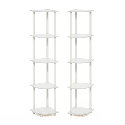 Furinno Turn-N-Tube 5-stufiges Eckregal-Mehrzweckregal, Weiß/Weiß, 2er-Set Furinno Turn-N-Tube 5-stufiges Eckregal-Mehrzweckregal, Weiß/Weiß, 2er-Set von Furinno
