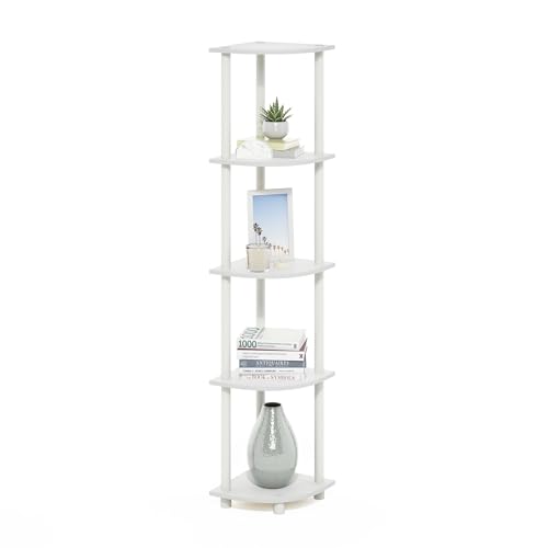 Furinno Turn-N-Tube 5-stufiges Eckregal-Mehrzweckregal, Weiß/Weiß von Furinno