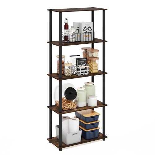 Furinno Turn-N-Tube 5-stufiges Mehrzweckregal mit Rundes PVC-Rohr, Bernsteinkiefer/Schwarz von Furinno