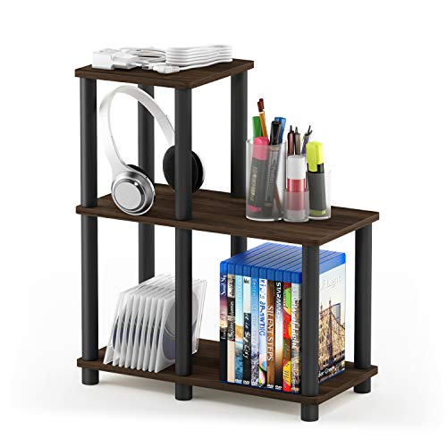 Furinno Turn-N-Tube Akzent Dekoratives Regal, Aufbewahrungsregal, MehrzweckRegal, mit 3 Ebenen, Columbia Walnut/Schwarz, 48 (Breite) x 50.5 (Höhe) x 23.9 (Tiefe) cm von Furinno