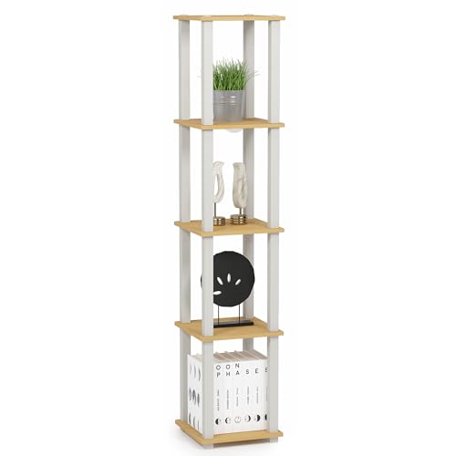 Furinno Turn-S-Tube 5-stufiges quadratisches Eckregal mit Vierkantrohr, Buche/Weiß Furinno Turn-S-Tube 5-stufiges quadratisches Eckregal mit Vierkantrohr, Buche/Weiß von Furinno