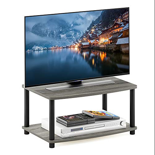 Furinno Turn-N-Tube ohne Werkzeug 2-stufiger erhöhter TV-Ständer, Französische Eiche/Schwarz von Furinno