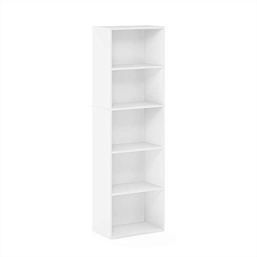 Furinno Luder 5-stufiges, wendbares, farbiges Bücherregal mit offenem Regal, Weiß von Furinno