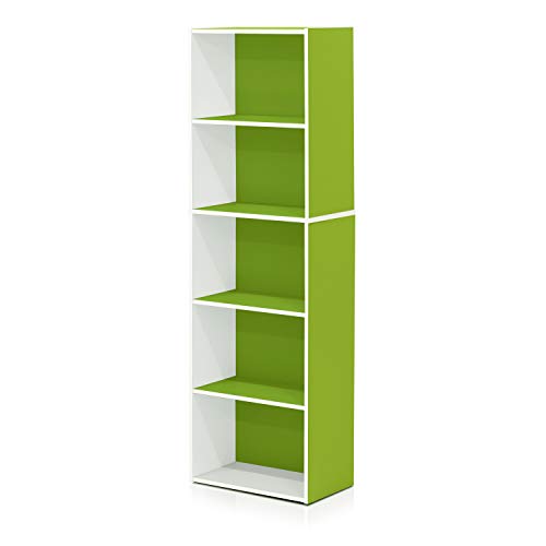 Furinno Luder 5-stufiges, wendbares, farbiges Bücherregal mit offenem Regal, Weiß/Grün Furinno Luder 5-stufiges, wendbares, farbiges Bücherregal mit offenem Regal, Weiß/Grün von Furinno