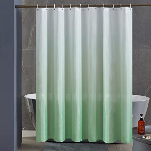 Furlinic 180x180 Duschvorhang Anti-schimmel in Badezimmer Vorhang für Badewanne Dusche Textile Vorhänge aus Stoff Wasserdicht Waschbar mit 12 Duschvorhangringe Weiß nach Grün. von Furlinic