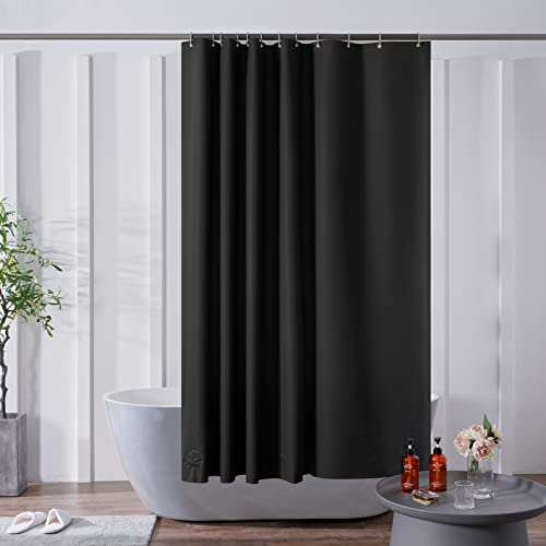 Furlinic 180x180 Duschvorhang Anti-schimmel in Badezimmer Vorhang für Badewanne Dusche aus Eva Wasserdicht Schwarz mit 12 Duschvorhangringe Saum mit Steinen. von Furlinic