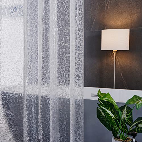 Furlinic 180x180 Duschvorhang Transparent Anti-schimmel in Badezimmer Vorhang für Badewanne Dusche aus Eva Wasserdicht mit 12 Duschvorhangringe 3D Effekt Kieselstein Saum mit Steinen. von Furlinic