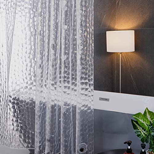 Furlinic 180x180 Duschvorhang Transparent Anti-schimmel in Badezimmer Vorhang für Badewanne Dusche aus Eva Wasserdicht mit 12 Duschvorhangringe 3D Effekt Kubisch Saum mit Steinen. von Furlinic