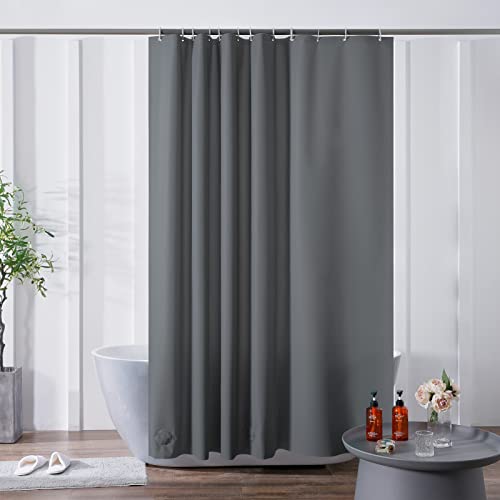 Furlinic 180x200 Duschvorhang aus Eva Badvorhang Anti-schimmel Vorhänge in Badezimmer für Badewanne Dusche Dunkelgrau mit 12 Duschvorhangringe Saum mit Steinen. von Furlinic